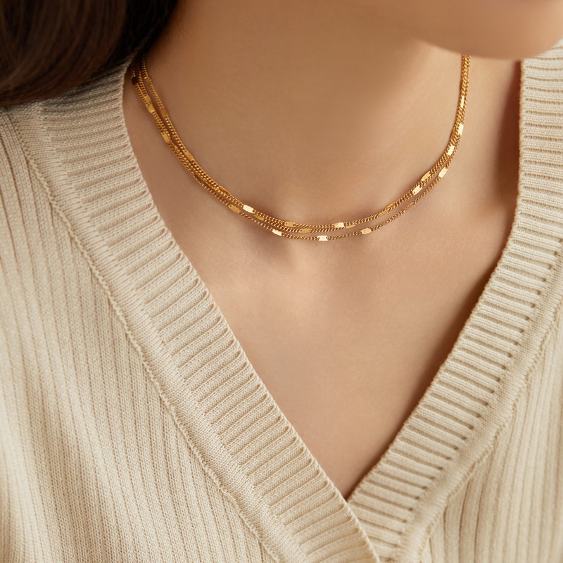 Daily Occasion Fashion Geometric Titanium Steel Layered Necklace