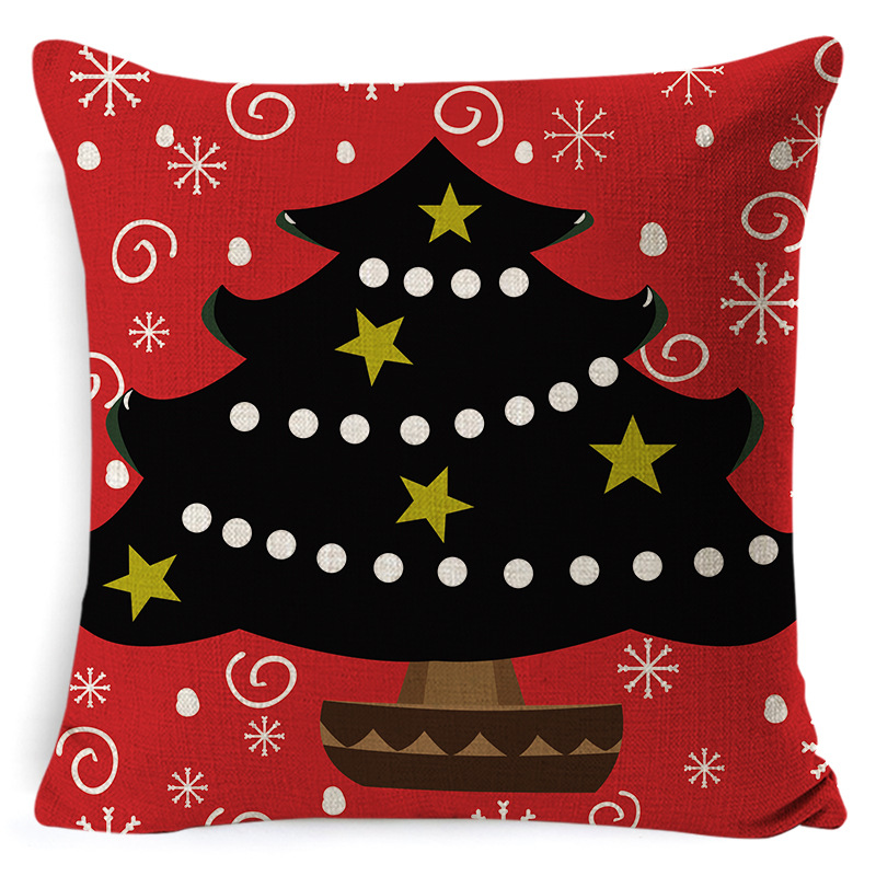 105g Weight Pillow Cases Home Textiles & Decor Type throw pillow, pillow case Event & Party Supplies Linen Material Christmas Festival Letter, Deer Pattern Retro Style Retro Letter Deer Linen Pillow Cases 4