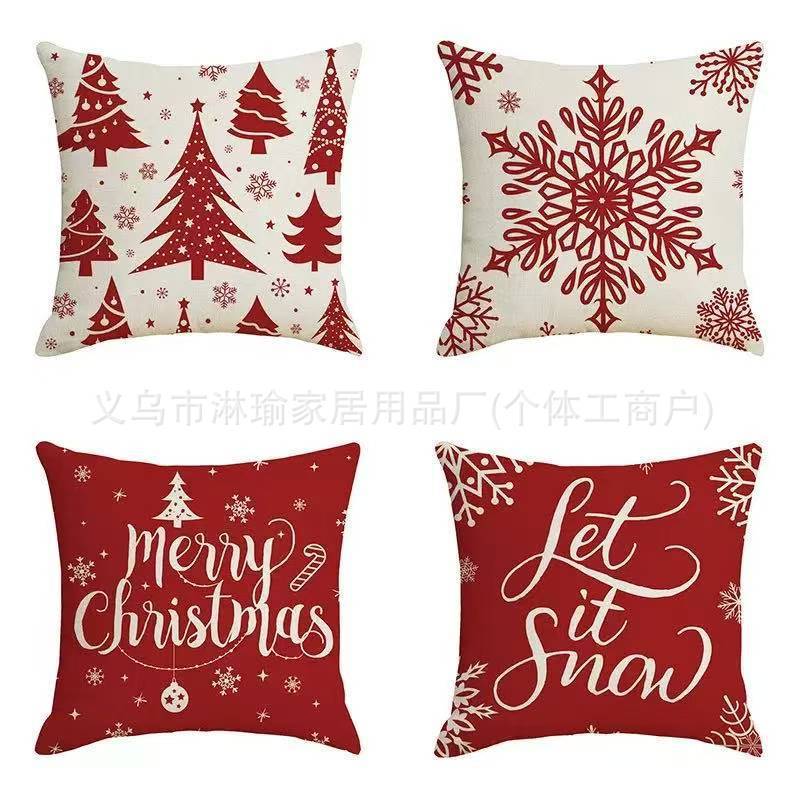 クロスボーダークリスマス枕感謝祭リネンショートぬいぐるみピーチスキンプリントクッション背もたれクリスマス枕カバー|undefined