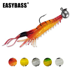 新款路亞假餌軟餌5條裝帶鈎大蝦鉛頭鈎海釣魚餌翹嘴夜光 跨境批發