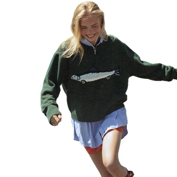 spring fashionable retro sweatshirt for leisure with a round collar