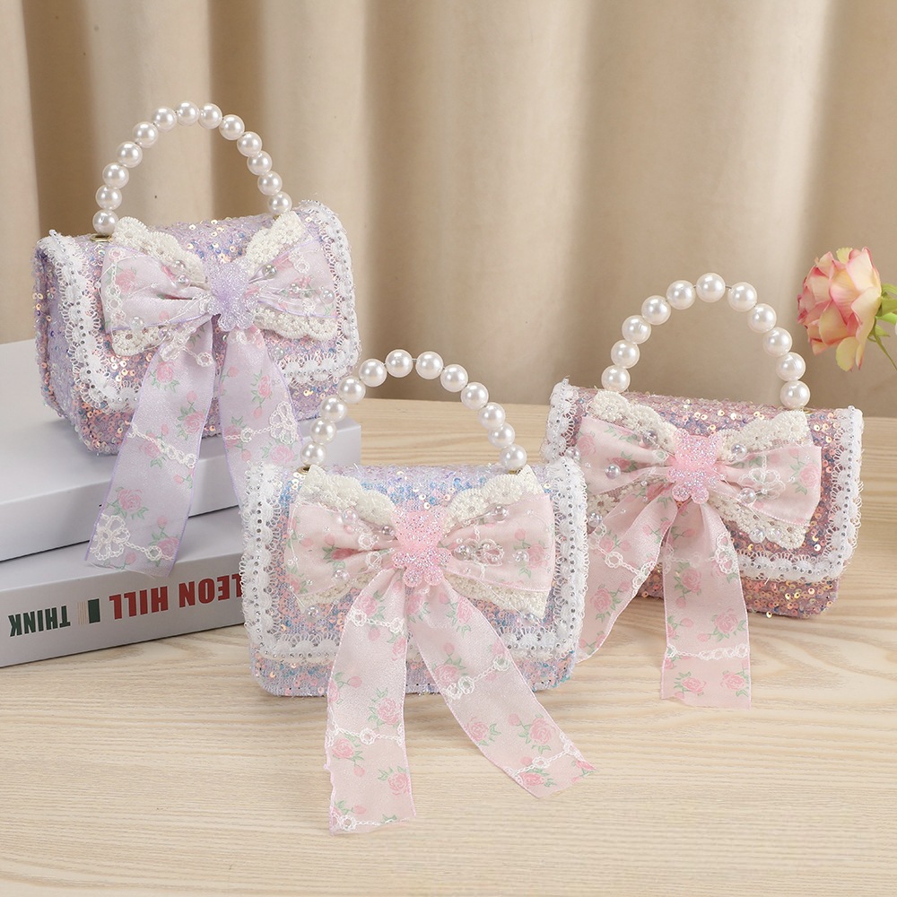 Bolso de arco para niños bolso de rosa de verano bolso de mochila para chicas bolso de princesa de perla pequeña bolsa de cambio de viento fragante