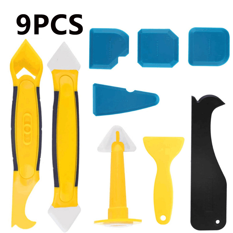 跨境专供9件套填缝工具密封剂处理工具美缝刮板刮刀地板门窗间隙