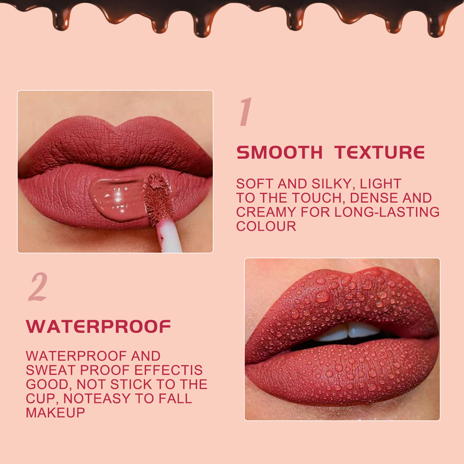 SHCOETY cross-border matte lip gloss long-lasting non-stick to cups and non-fading European and American nude lipstick lip gloss wholesale Item Picture