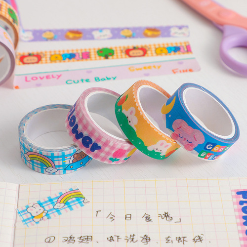 Cartoon washi tape cute bear diary student diary DIY student diary stickers Japanese and Korean stationery tape