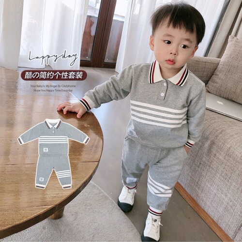 2024 New Boys Autumn Clothing Suit Baby Children Spring Autumn Long Sleeve Sweatshirt Two-piece Set Little Baby Fashionable Clothes