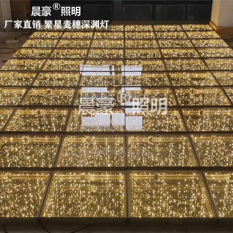 繁星深渊千层镜地砖灯发光酒吧舞台KTV婚庆装饰led麦穗黄金地砖灯