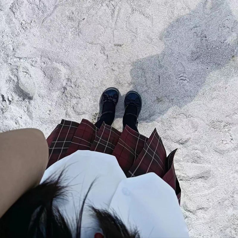 큰 빨간색 체크 무늬 스커트 + 어울리는 나비 넥타이#뜨거운 판매 42cm