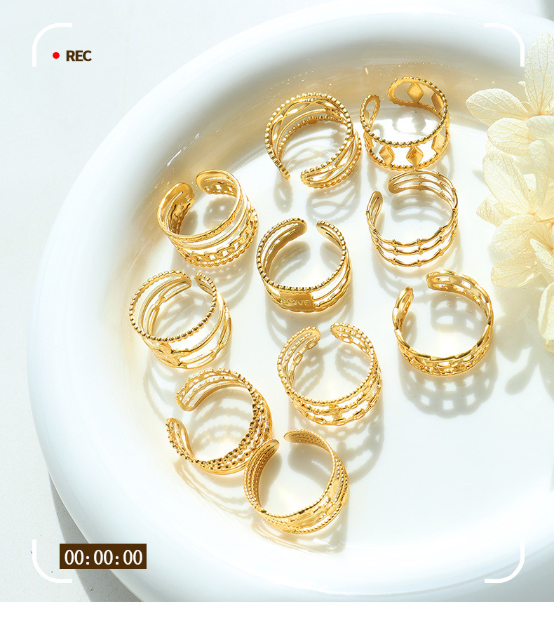 Fashion Letter Titanium Steel Open Ring Plating Stainless Steel Rings