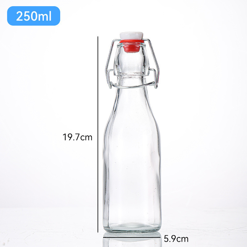 Botella de vino de cierre de vidrio transparente botella de cerveza de enzima botella de vino de hielo botella vacía de vidrio sellado botella de cerveza