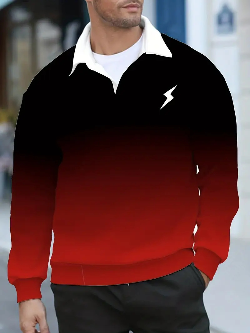 Sudadera para hombre nuevo primavera, otoño e invierno juventud engrosamiento color degradado solapa marca de moda chaqueta de manga larga MB14