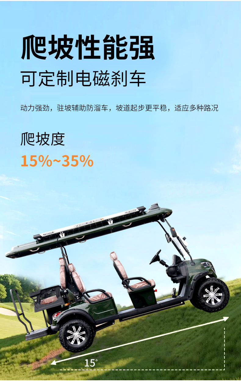 Electric golf carts, hotel resorts, golf courses, sightseeing vehicles, and golf tour vehicles