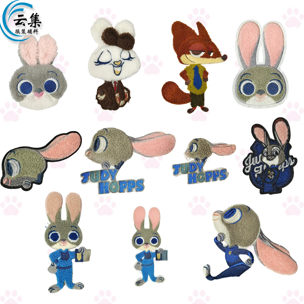 新款热卖卡通毛绒兔子警察狐狸布贴 服装辅料箱包装饰手工配件diy