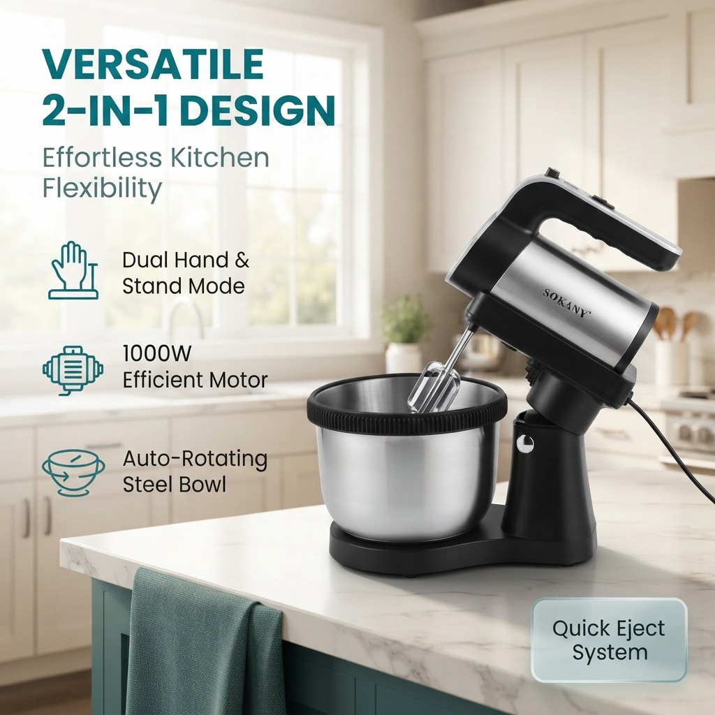 4L electric dough mixer 1000W, cream mixer and egg beater