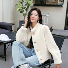 秋冬季新款仿水貂绒皮毛一体短款立领宽松加厚毛毛大衣皮草外套女