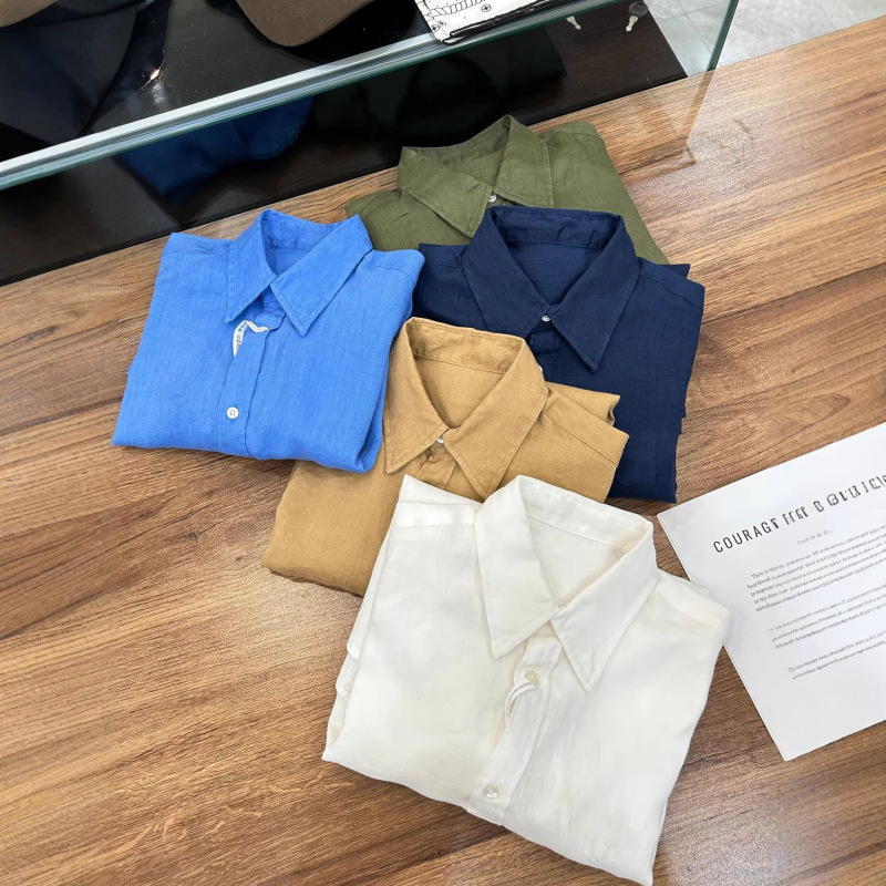 [in Stock] Rl/Ralph Lauren Spring/Summer Classic Pony Embroidered Linen Shirt, Casual Long-Sleeve Shirt for Work and Leisure