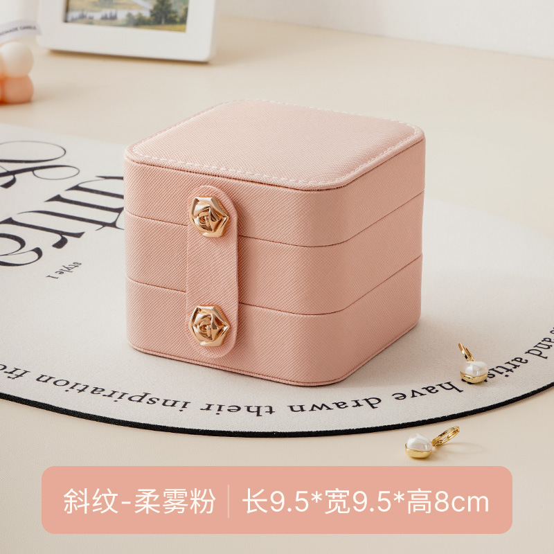 Suministro directo transfronterizo Caja de almacenamiento de joyería portátil de tres capas de Amazon Pendientes de gran capacidad Collar Anillo Caja de joyería para niños