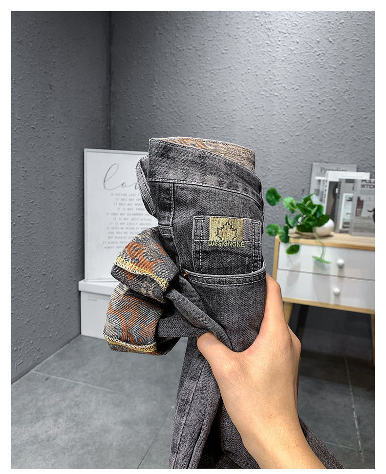 Jean droit et ample pour hommes, pantalon Long, tendance, haut de gamme, élastique, décontracté, nouvelle collection automne_voghion.com