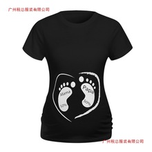 欧美脚丫圆领印花新款夏季时尚大码孕妇装上衣T恤 上衣Round neck