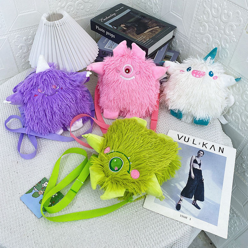Internet celebrity trend plush cartoon little monster toy bag cute big-eyed funny doll doll crossbody bag