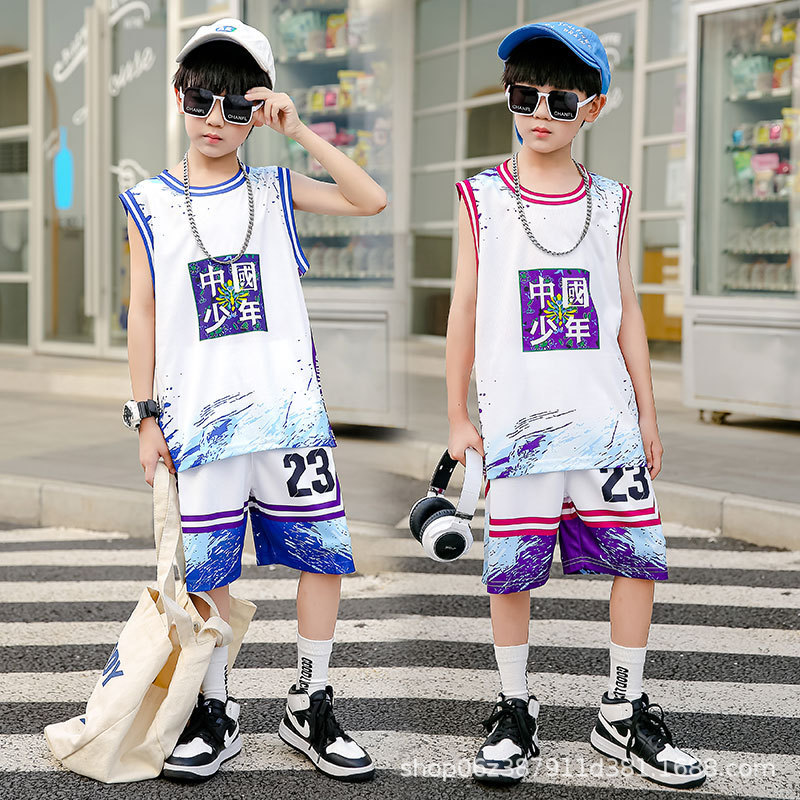 Children's Basketball Suit Boys' Sports Quick-drying Clothes Middle and Big Children's Sleeveless Training Vest Girls' Summer Ball Suit Fashion