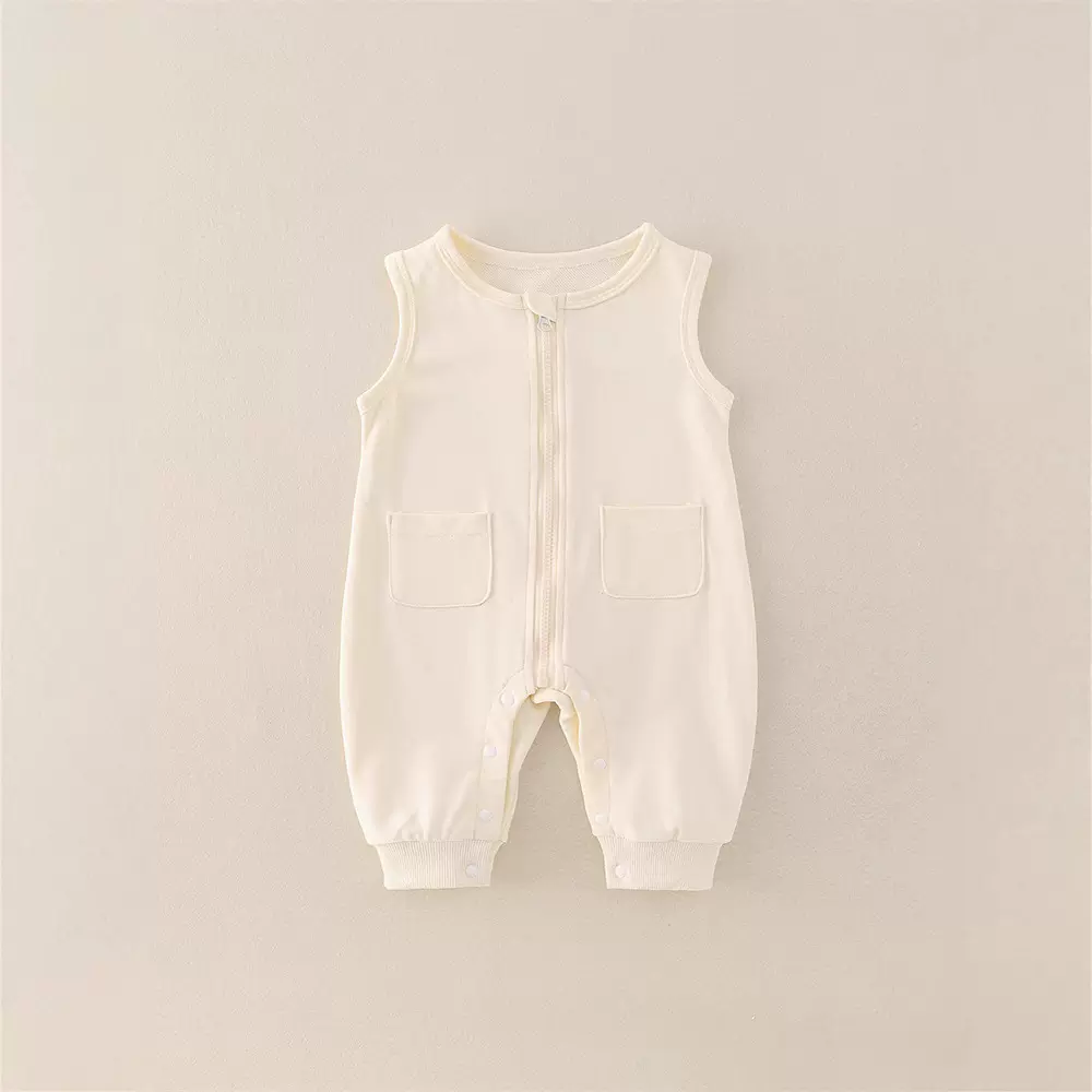 婴儿a类纯棉背带裤连体衣小童男女宝宝时尚休闲无袖爬服春季裤子