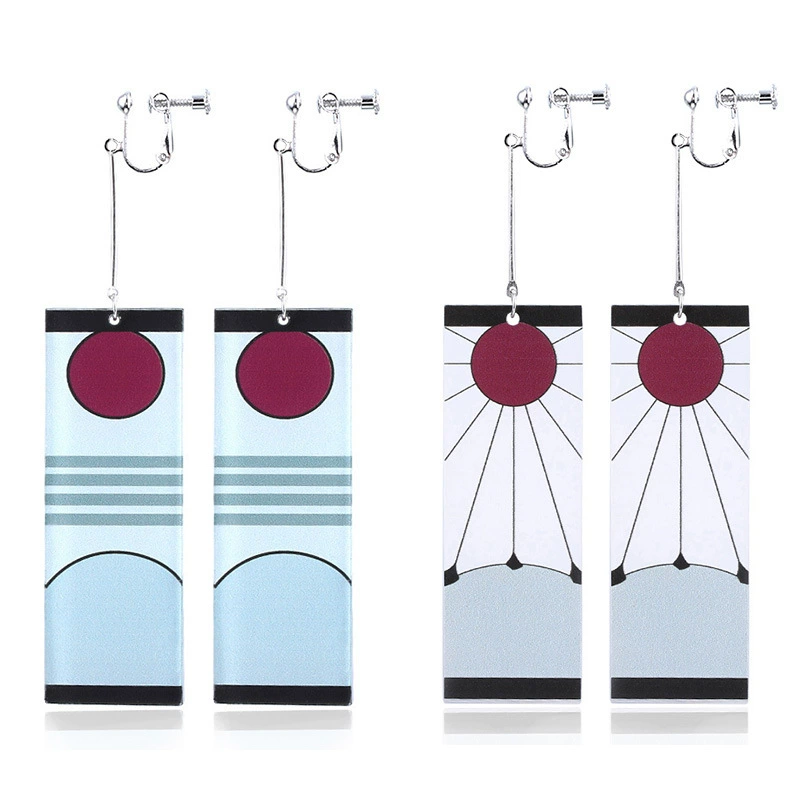Earrings (Carbon Ji Lang) Anime Rectangle Dangle, Butterfly/Ninja Pattern, Lightweight, Multi-fit