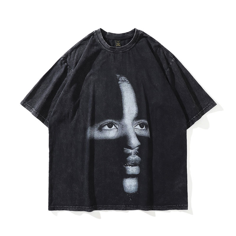 TKPA European and American hip-hop retro oversize washing and old small neckline short-sleeved T-shirt men's street fashion brand half-sleeved T-shirt