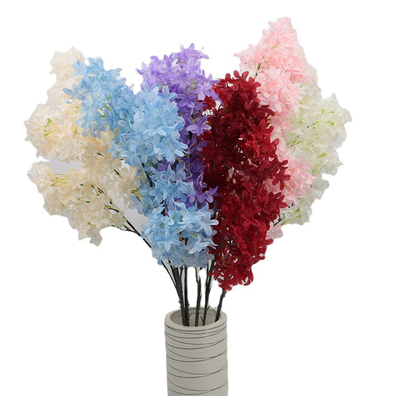 Flor artificial, ramo de cerezo en flor en forma de cruz, tallo único, color morado, para decoración de bodas, arreglos florales, accesorios de flores artificiales, pequeñas margaritas