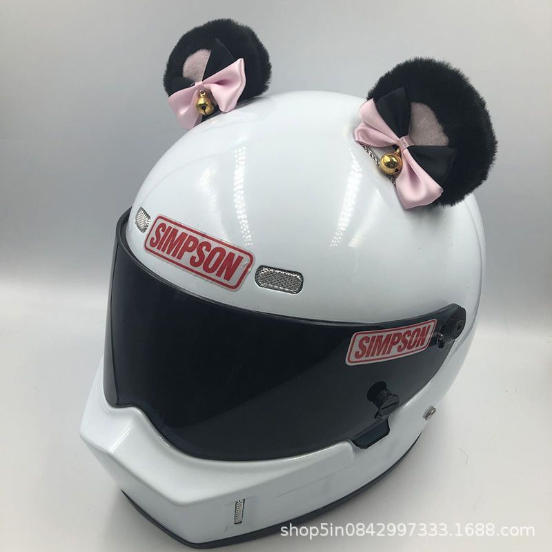 Personalized Helmet Decoration with Cat Ears, 3D Bear Ears, Motorcycle and Electric Vehicle Rider Ski Helmet Modification with Bow
