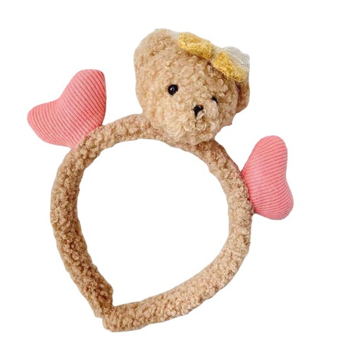 Korean-style cute cartoon 3D milk bottle bear headband for girls, Korean-style face washing hair tie, adorable love bear ear headband