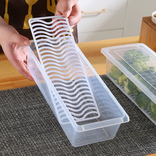 Refrigerator freezing fish draining preservation box, kitchen classification storage box, plastic rectangular with lid, refrigerated box, wholesale