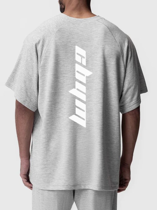 Nueva Camiseta deportiva masculina de manga corta de verano de Código Europeo waffle empalma malla seca y transpirable tendencia transfronteriza masculina