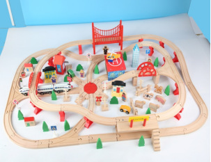 Bloques de construcción educativos de juguetes de trenes para niños de 4 a 6 años, juego de vías de tren para niños y niñas, venta al por mayor transfronteriza.
