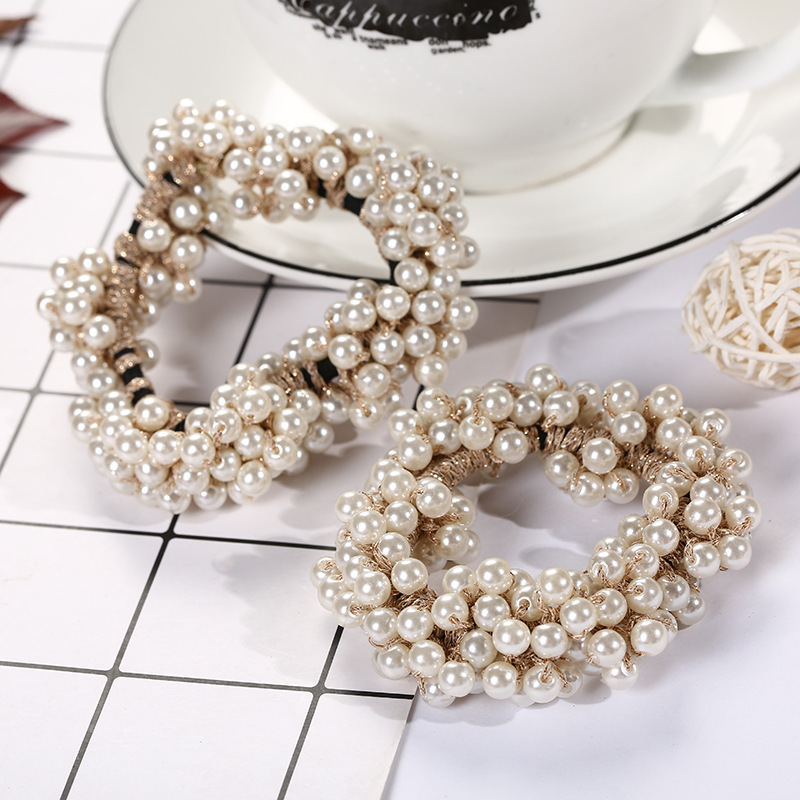 Korean Style Hair Ring Pearl Hair Rope Women's Internet Celebrity Girls Simple ins Beaded Hair Ring Bracelet Dual-Use Hair Rope Hair Rope