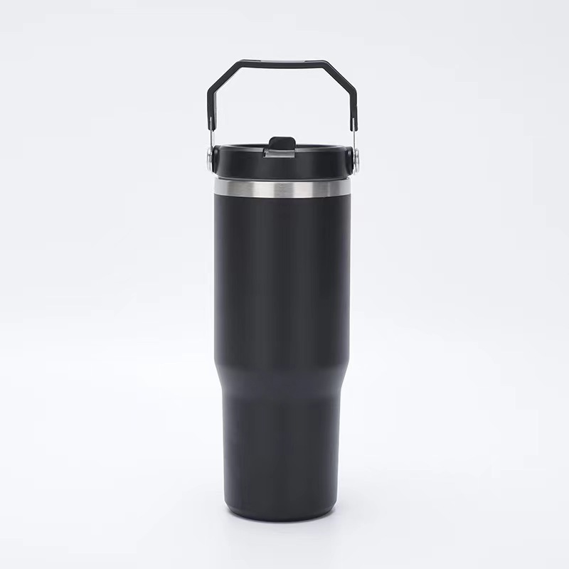 Nueva taza aislada de acero inoxidable 304, éxito de ventas transfronterizo, taza portátil con popote de 30 oz, taza de hielo para auto.