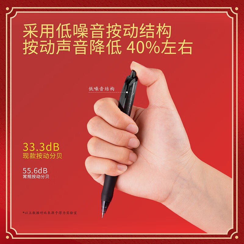 델리 V102 무소음 프레스 젤펜 0.5MM 샤프 콘 헤드 속건성 테스트펜 저소음 프레스 블랙 워터펜