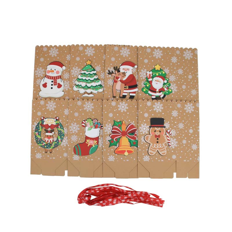 Nueva bolsa de dulces de Navidad Tarjeta de color de Navidad Bolsa de papel de copo de nieve de papel Kraft embalaje de papel caja de dulces