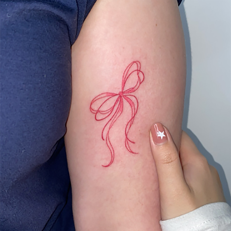 New Cross-Border Tattoo Stickers Ins Style Simple Red Bow Tattoo Stickers Disposable Temporary Tattoo Stickers