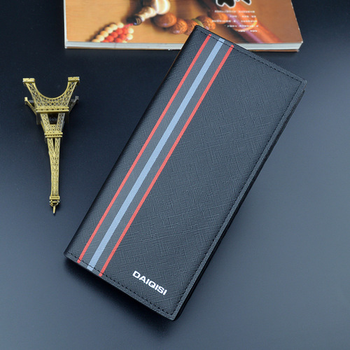 New Men's Wallet Men's Long Handle Money Clip Vertical Youth Leather Wallet Multi-Card Slot Large Capacity Fashion Suit Bag