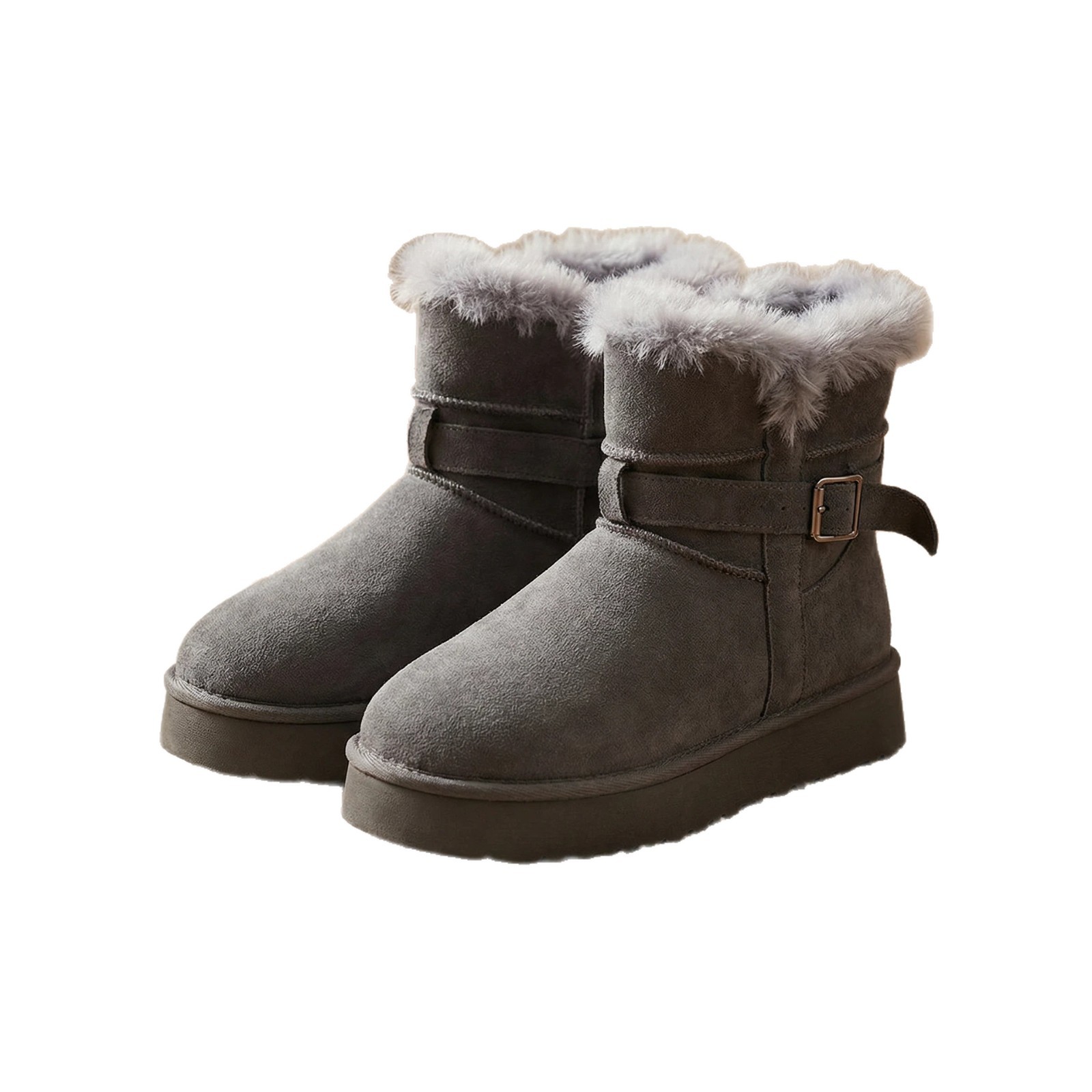Nuevos zapatos de invierno de mujer botas de nieve de espesor de un pedazo de terciopelo calentador botas de nieve de tubo corto botas de algodón de cinturón casuales image 6