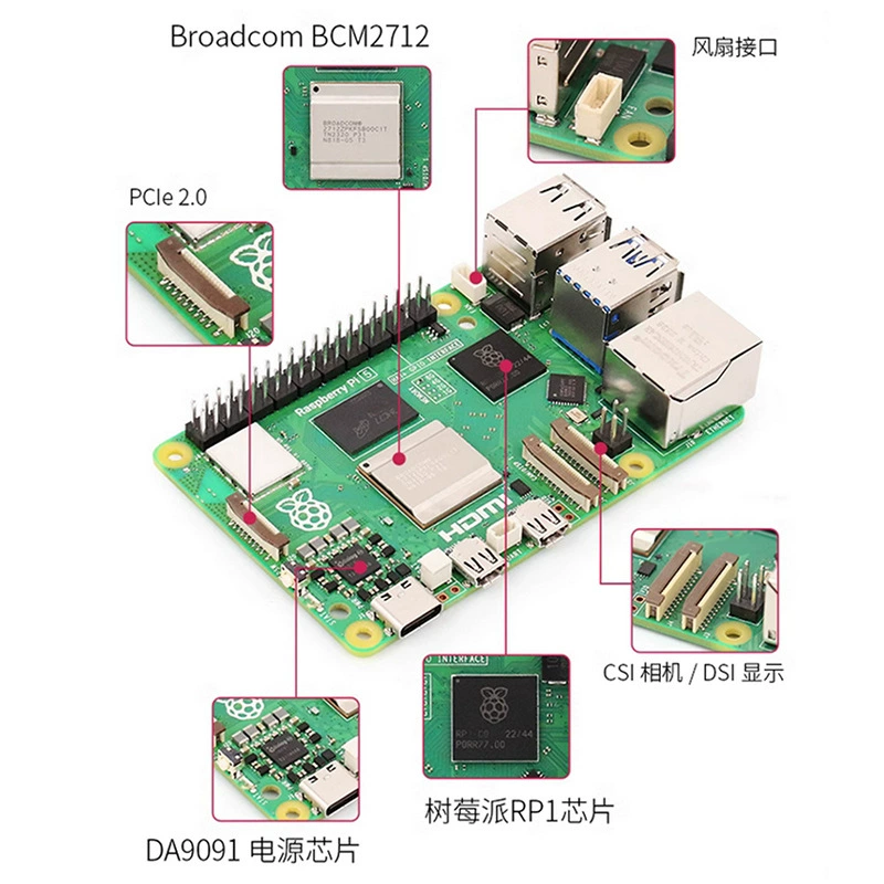 Плата разработки Raspberry PI 5B официальная оригинал оригинальный Linux компьютер AI программирование платформа
