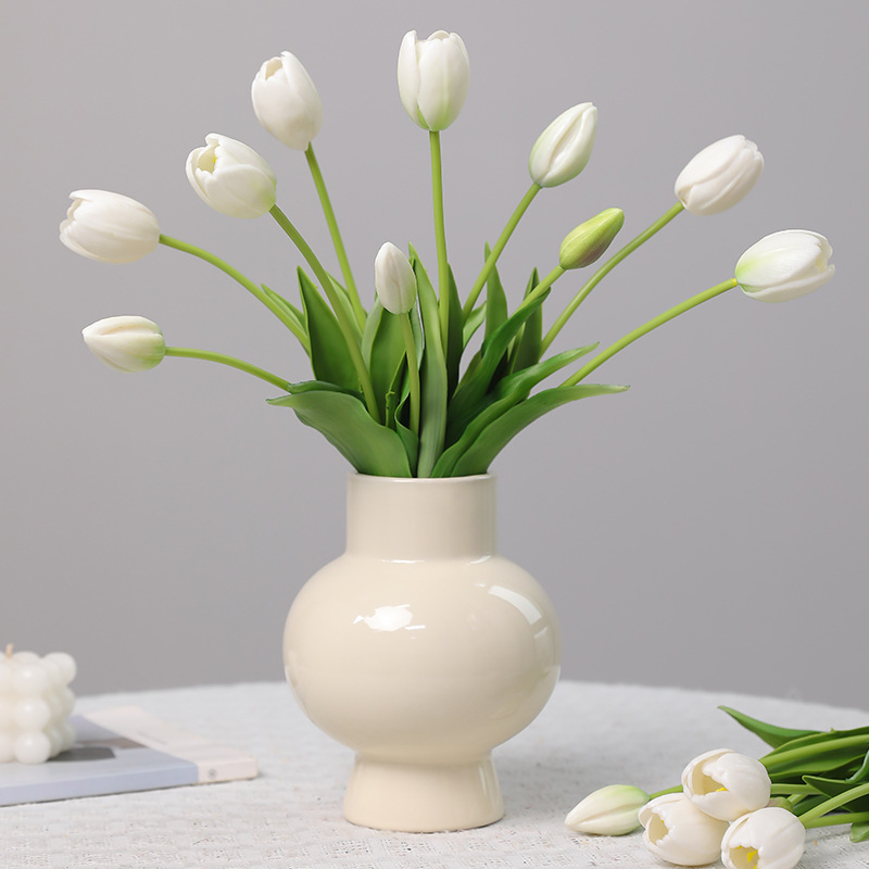 Simulated Soft Plastic Tulip Bouquet Decoration Fake Flower High-End Ornaments Pu Artificial Flower Window Photography Props Flower