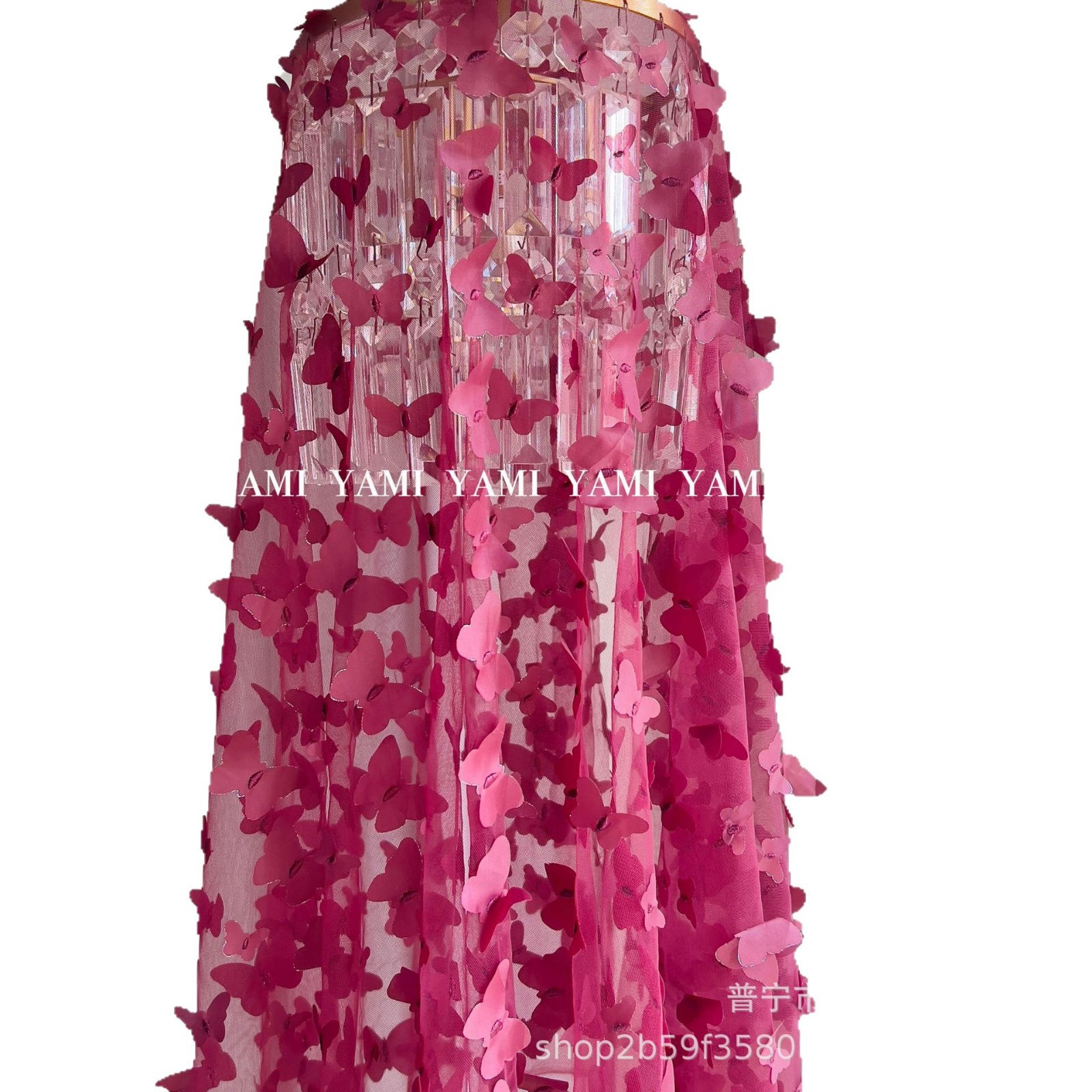 3D mariposa láser bordado tela de malla bordado mariposa tridimensional vestido de novia ropa para niños tela Lolita multicolor