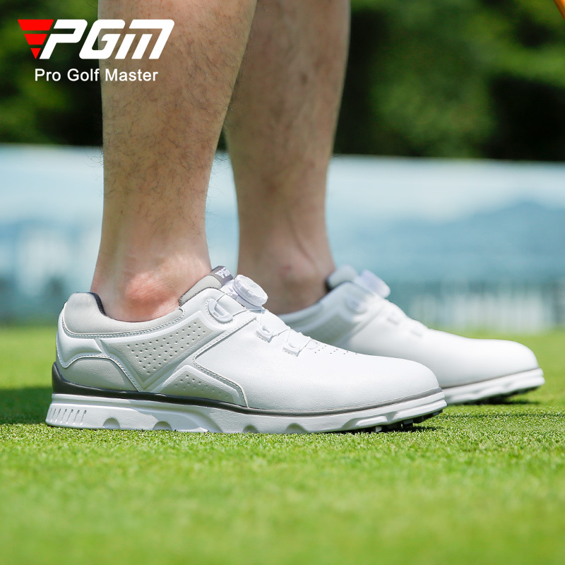 Giày golf PGM nam chống thấm nước, đế núm vặn chống trượt — XZ279-Trắng Xám