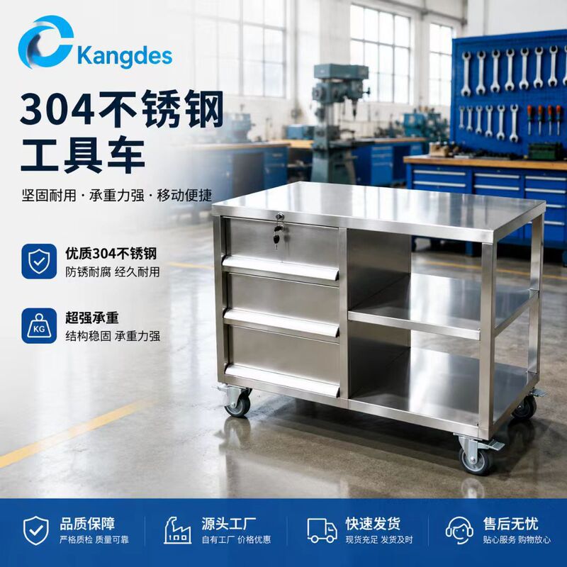 Manufacturers supply 304 stainless steel tool cart hand push mobile three-layer stainless steel tool cart Manufacturers supply 304 stainless steel tool cart hand push mobile three-layer stainless steel tool cart