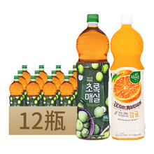 韩国原装进口熊津Woongjin青梅/柑橘汁饮料1.5L*12瓶整箱果味饮品