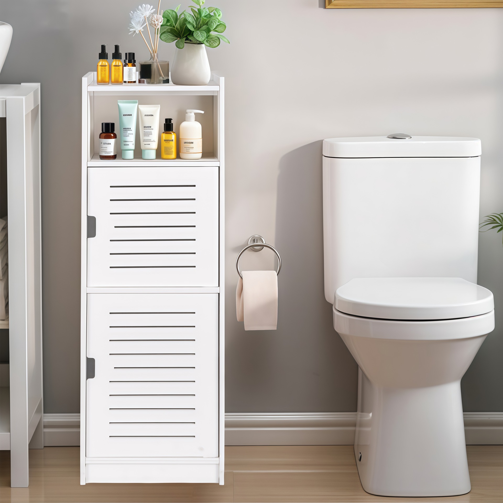 Armario de almacenamiento de baño, estante de almacenamiento con grietas, estante de almacenamiento de baño de gran capacidad, armario de almacenamiento de piso de baño