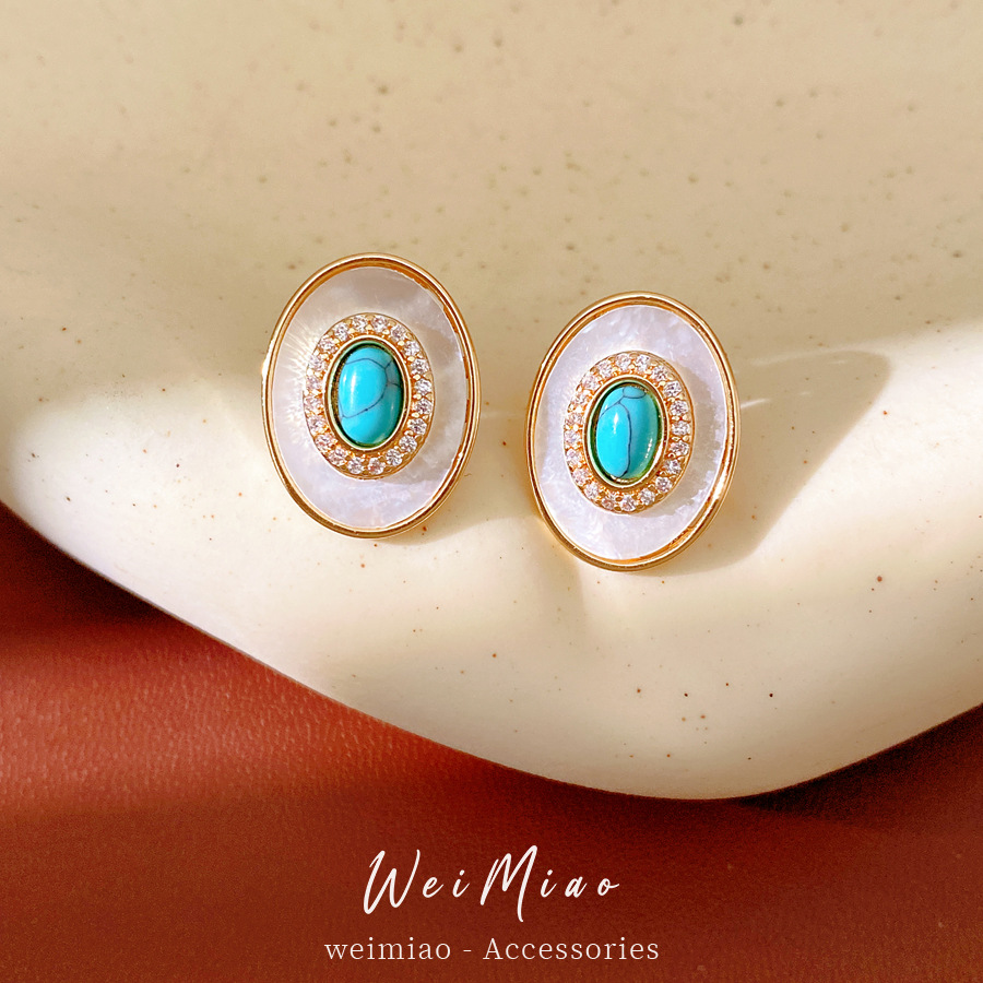 Medieval vintage aguja de plata zircón marita oval pendientes retrógrados delicados pendientes lujosos de alta calidad pendientes