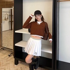 南油高品质MM系字母刺绣减龄显瘦百搭针织衫上衣女